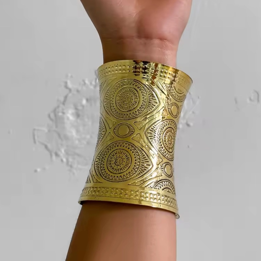 Anthropologie Gold Etched Wide Cuff Bracelet